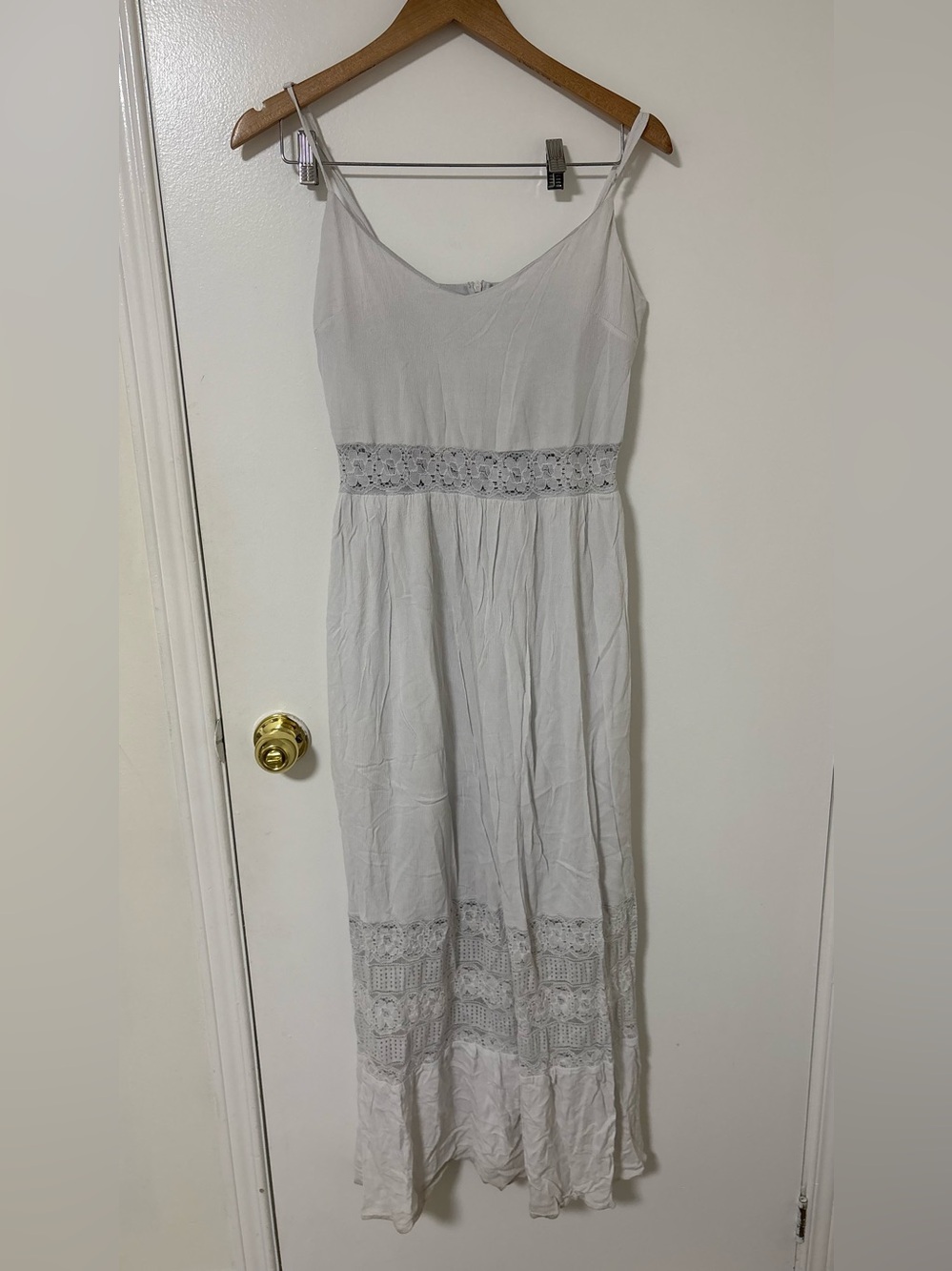 SHEIN White Lace-Trim Spaghetti Strap Maxi Dress
